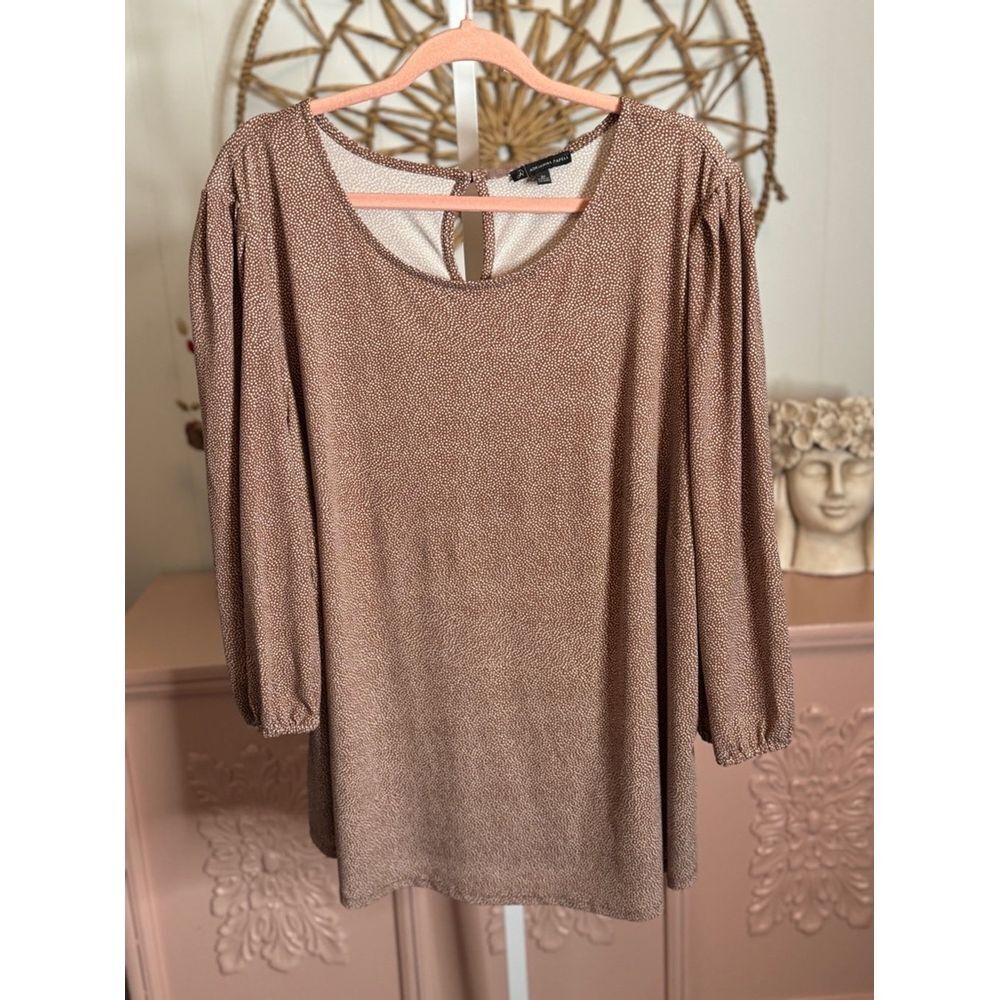 Women's Adrianna Papell Brown‎ White Blouse 2X
